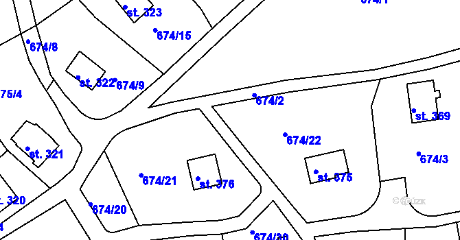Parcela st. 674/23 v KÚ Svinary, Katastrální mapa