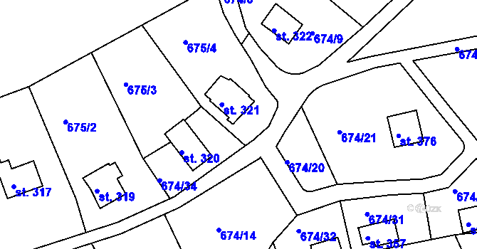 Parcela st. 674/35 v KÚ Svinary, Katastrální mapa