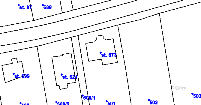 Parcela st. 673 v KÚ Svinary, Katastrální mapa