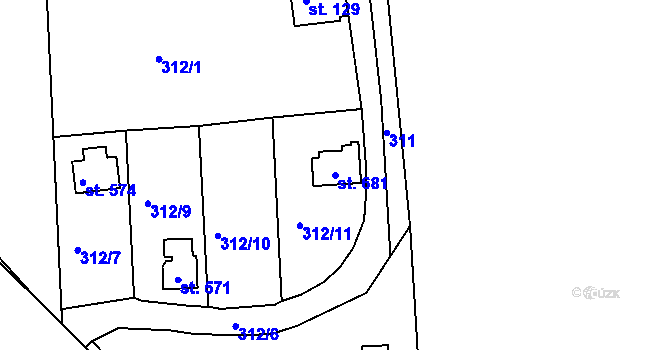 Parcela st. 681 v KÚ Svinary, Katastrální mapa