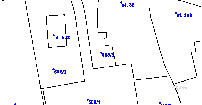 Parcela st. 508/5 v KÚ Svinary, Katastrální mapa