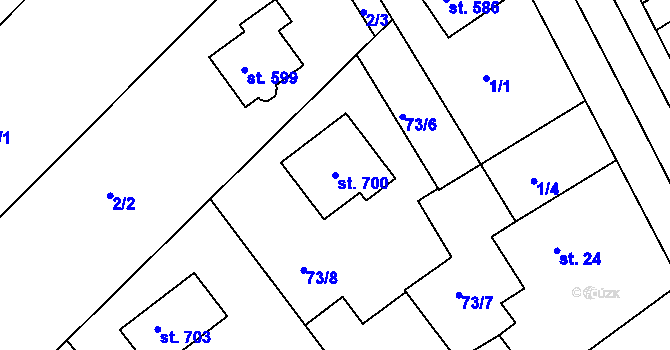 Parcela st. 700 v KÚ Svinary, Katastrální mapa