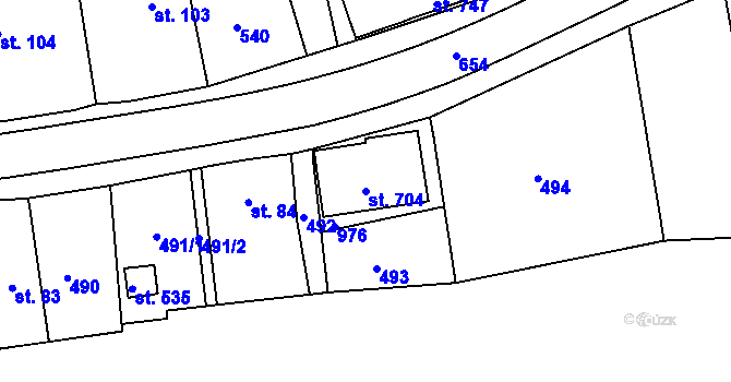 Parcela st. 704 v KÚ Svinary, Katastrální mapa