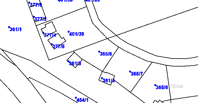 Parcela st. 365/8 v KÚ Svinary, Katastrální mapa