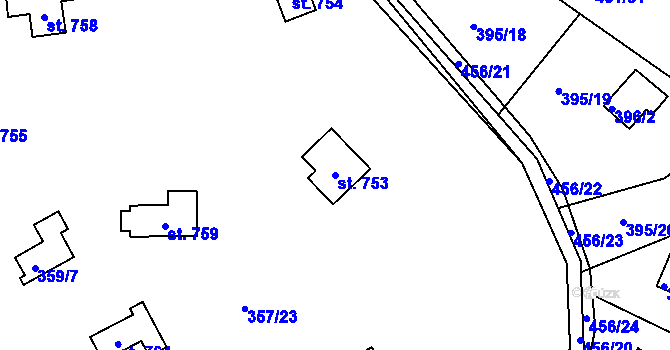 Parcela st. 753 v KÚ Svinary, Katastrální mapa