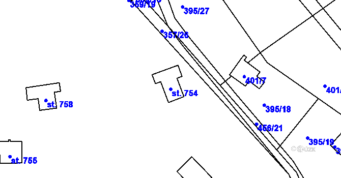 Parcela st. 754 v KÚ Svinary, Katastrální mapa