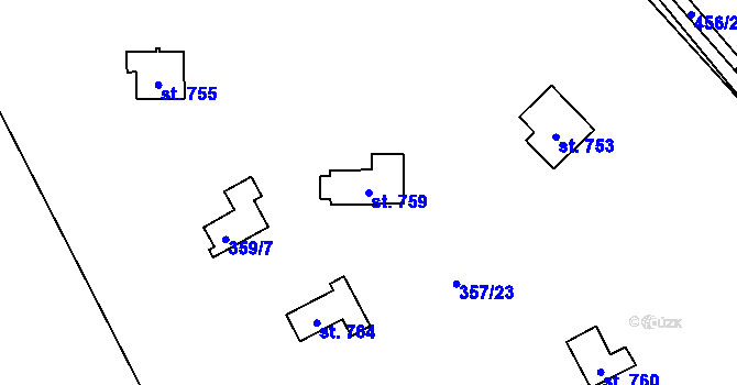 Parcela st. 759 v KÚ Svinary, Katastrální mapa