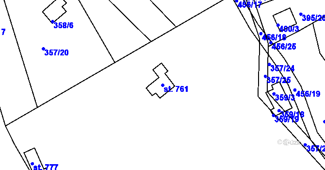 Parcela st. 761 v KÚ Svinary, Katastrální mapa