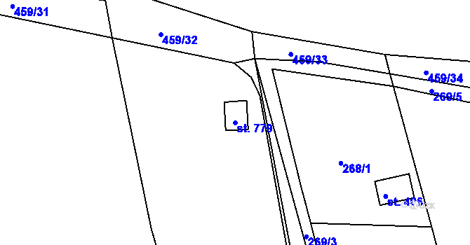 Parcela st. 779 v KÚ Svinary, Katastrální mapa