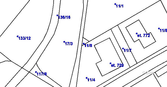Parcela st. 11/8 v KÚ Svinary, Katastrální mapa