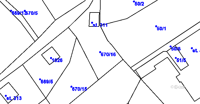 Parcela st. 670/16 v KÚ Svinary, Katastrální mapa