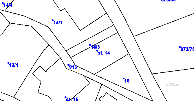 Parcela st. 14 v KÚ Svinaře, Katastrální mapa