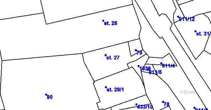 Parcela st. 27 v KÚ Svinaře, Katastrální mapa