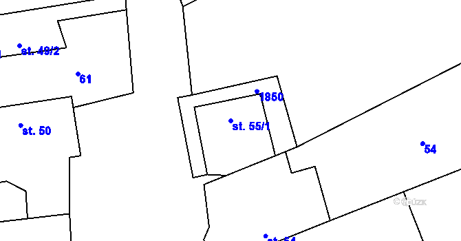 Parcela st. 55/1 v KÚ Svinaře, Katastrální mapa