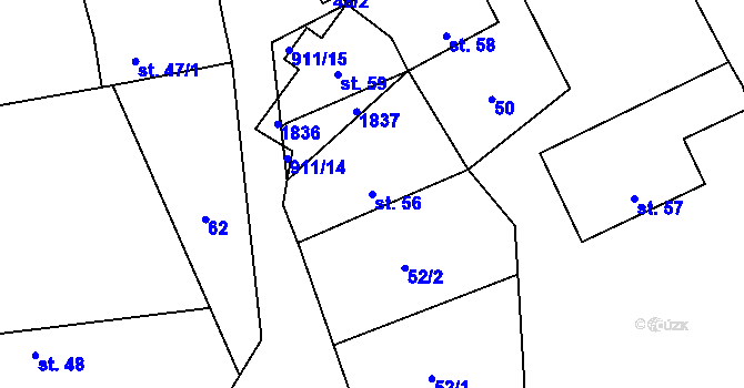 Parcela st. 56 v KÚ Svinaře, Katastrální mapa