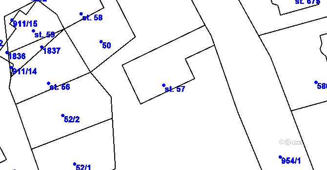 Parcela st. 57 v KÚ Svinaře, Katastrální mapa
