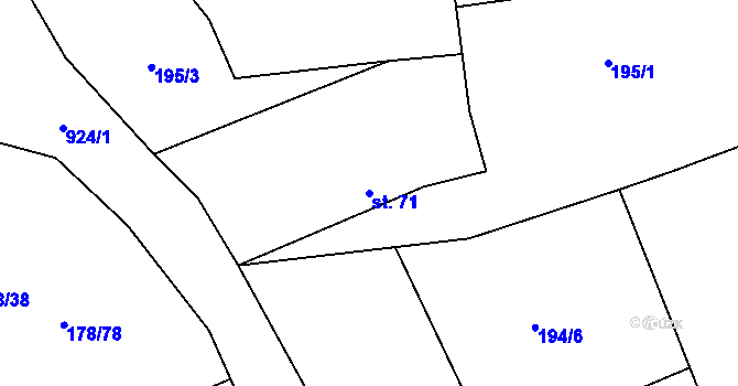 Parcela st. 71 v KÚ Svinaře, Katastrální mapa