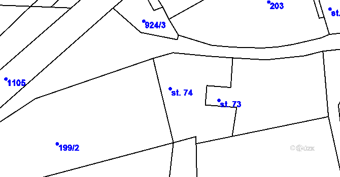 Parcela st. 74 v KÚ Svinaře, Katastrální mapa