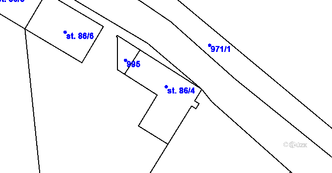 Parcela st. 86/4 v KÚ Svinaře, Katastrální mapa