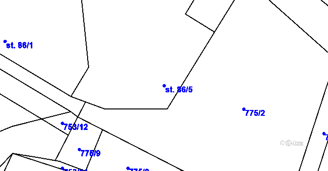 Parcela st. 86/5 v KÚ Svinaře, Katastrální mapa
