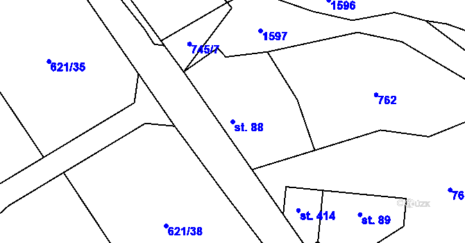 Parcela st. 88 v KÚ Svinaře, Katastrální mapa