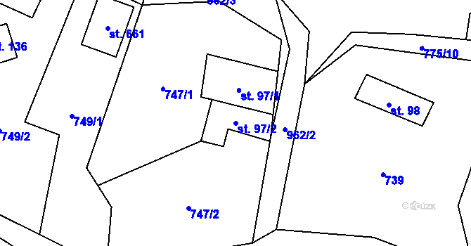 Parcela st. 97/2 v KÚ Svinaře, Katastrální mapa