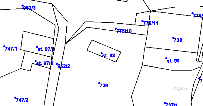 Parcela st. 98 v KÚ Svinaře, Katastrální mapa