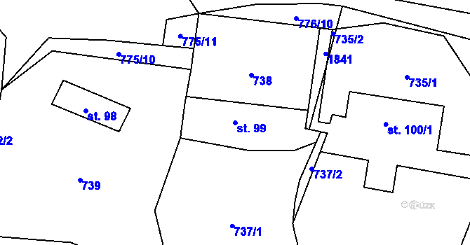 Parcela st. 99 v KÚ Svinaře, Katastrální mapa