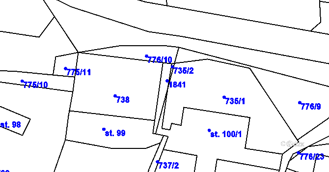 Parcela st. 100/2 v KÚ Svinaře, Katastrální mapa