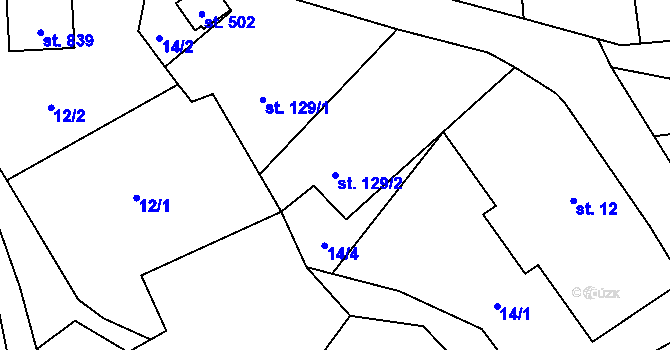 Parcela st. 129/2 v KÚ Svinaře, Katastrální mapa
