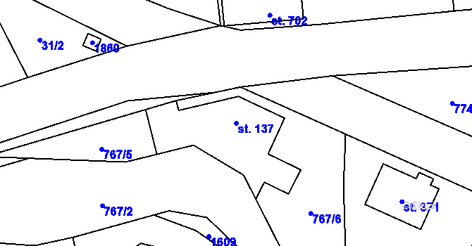 Parcela st. 137 v KÚ Svinaře, Katastrální mapa