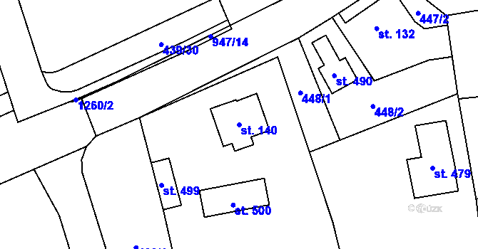 Parcela st. 140 v KÚ Svinaře, Katastrální mapa