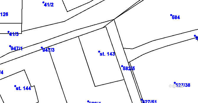 Parcela st. 143 v KÚ Svinaře, Katastrální mapa