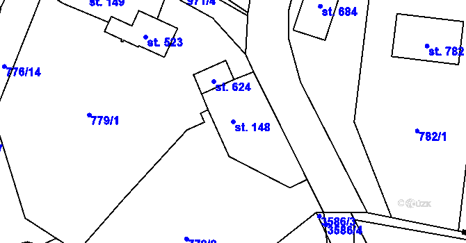 Parcela st. 148 v KÚ Svinaře, Katastrální mapa