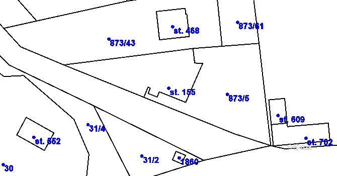 Parcela st. 155 v KÚ Svinaře, Katastrální mapa