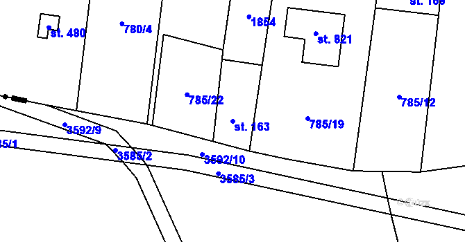 Parcela st. 163 v KÚ Svinaře, Katastrální mapa