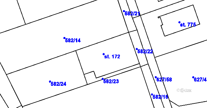 Parcela st. 172 v KÚ Svinaře, Katastrální mapa