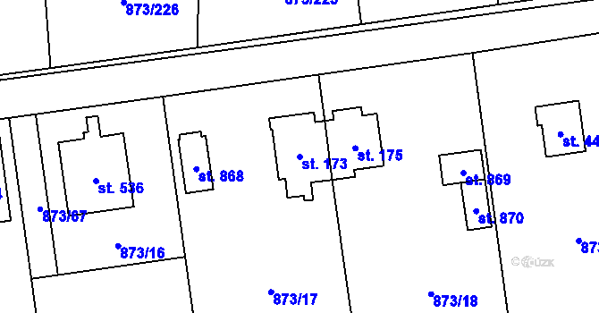 Parcela st. 173 v KÚ Svinaře, Katastrální mapa