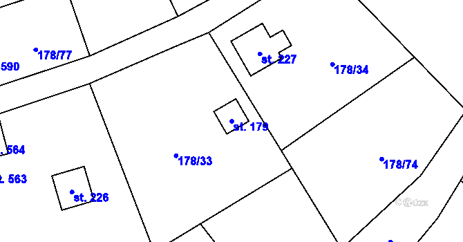 Parcela st. 179 v KÚ Svinaře, Katastrální mapa