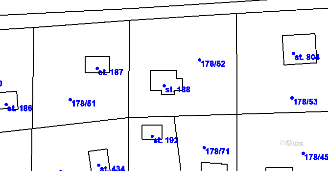 Parcela st. 188 v KÚ Svinaře, Katastrální mapa