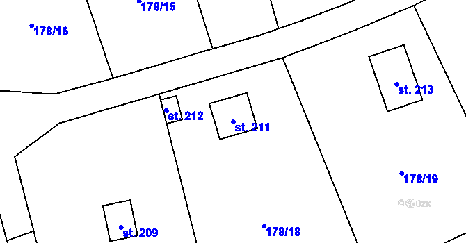 Parcela st. 211 v KÚ Svinaře, Katastrální mapa