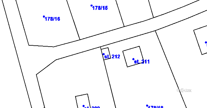 Parcela st. 212 v KÚ Svinaře, Katastrální mapa
