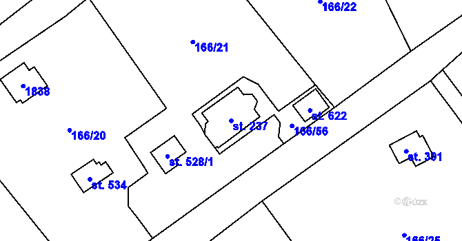 Parcela st. 237 v KÚ Svinaře, Katastrální mapa