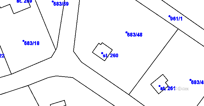 Parcela st. 260 v KÚ Svinaře, Katastrální mapa
