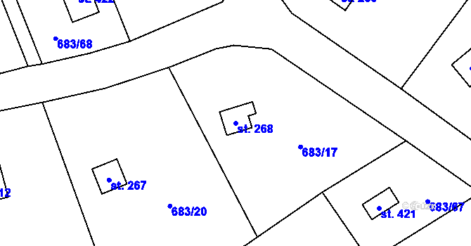 Parcela st. 268 v KÚ Svinaře, Katastrální mapa