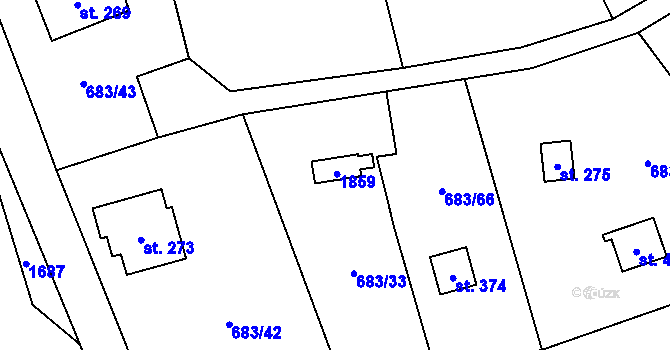 Parcela st. 274 v KÚ Svinaře, Katastrální mapa