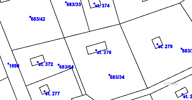 Parcela st. 278 v KÚ Svinaře, Katastrální mapa