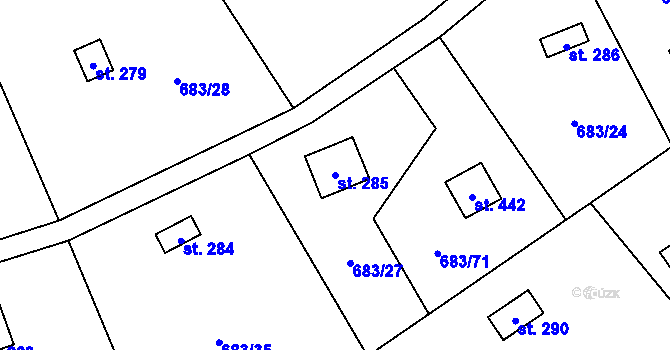 Parcela st. 285 v KÚ Svinaře, Katastrální mapa