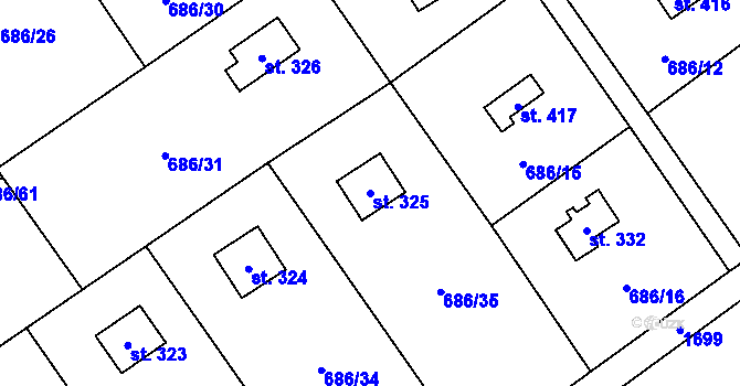 Parcela st. 325 v KÚ Svinaře, Katastrální mapa