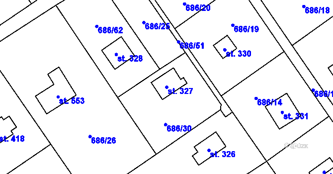 Parcela st. 327 v KÚ Svinaře, Katastrální mapa